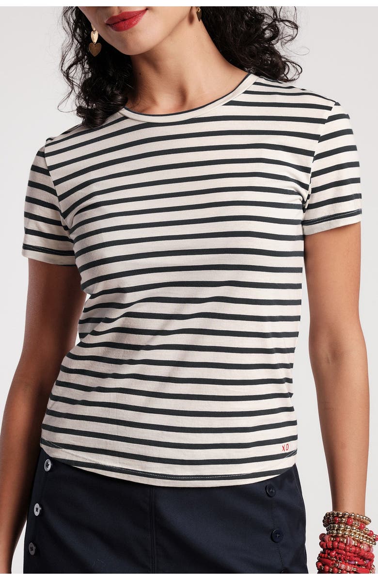 Frances Valentine Super Crewneck T Stripe, Main, color, Oyster/Black