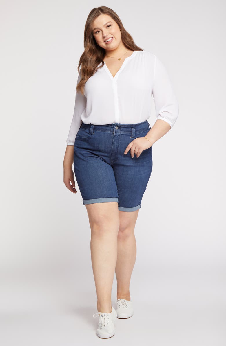 NYDJ Ella Roll Cuff High Waist Denim Shorts, Alternate, color, Dazzling