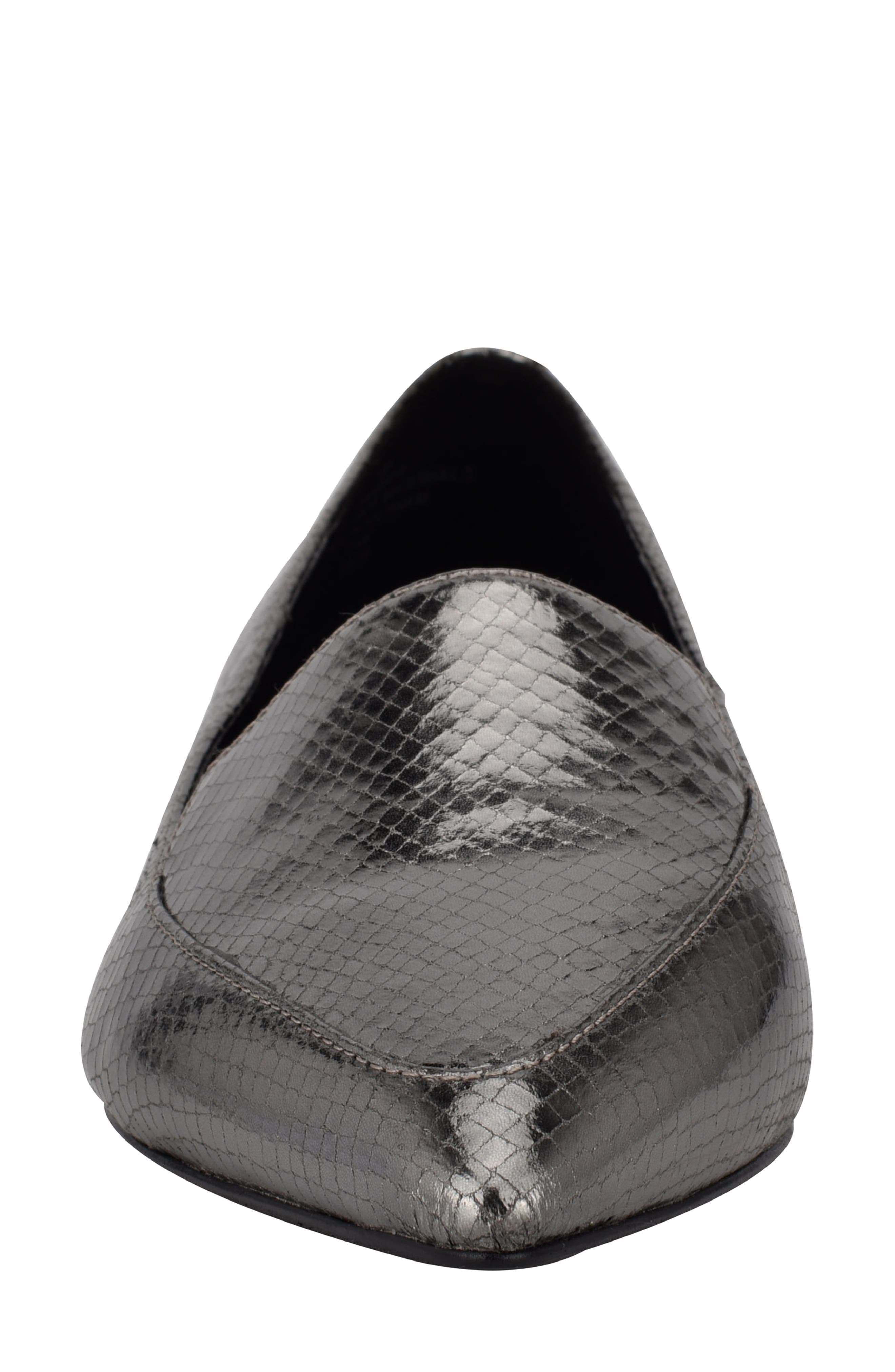 'Abay' Pointy Toe Loafer, Alternate, color, PEWTER METALLIC SNAKE