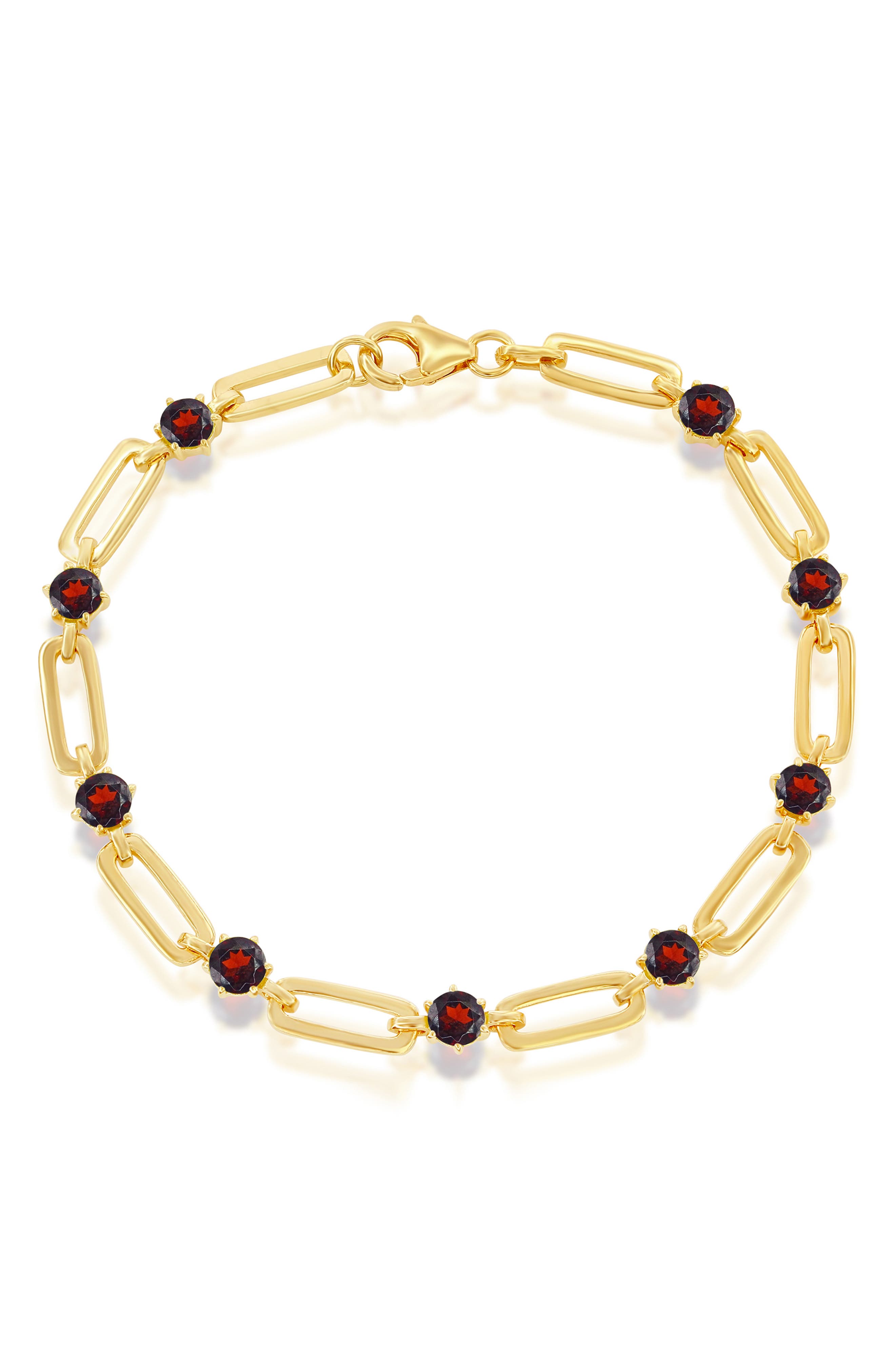SIMONA Paperclip Link & Garnet Bracelet
