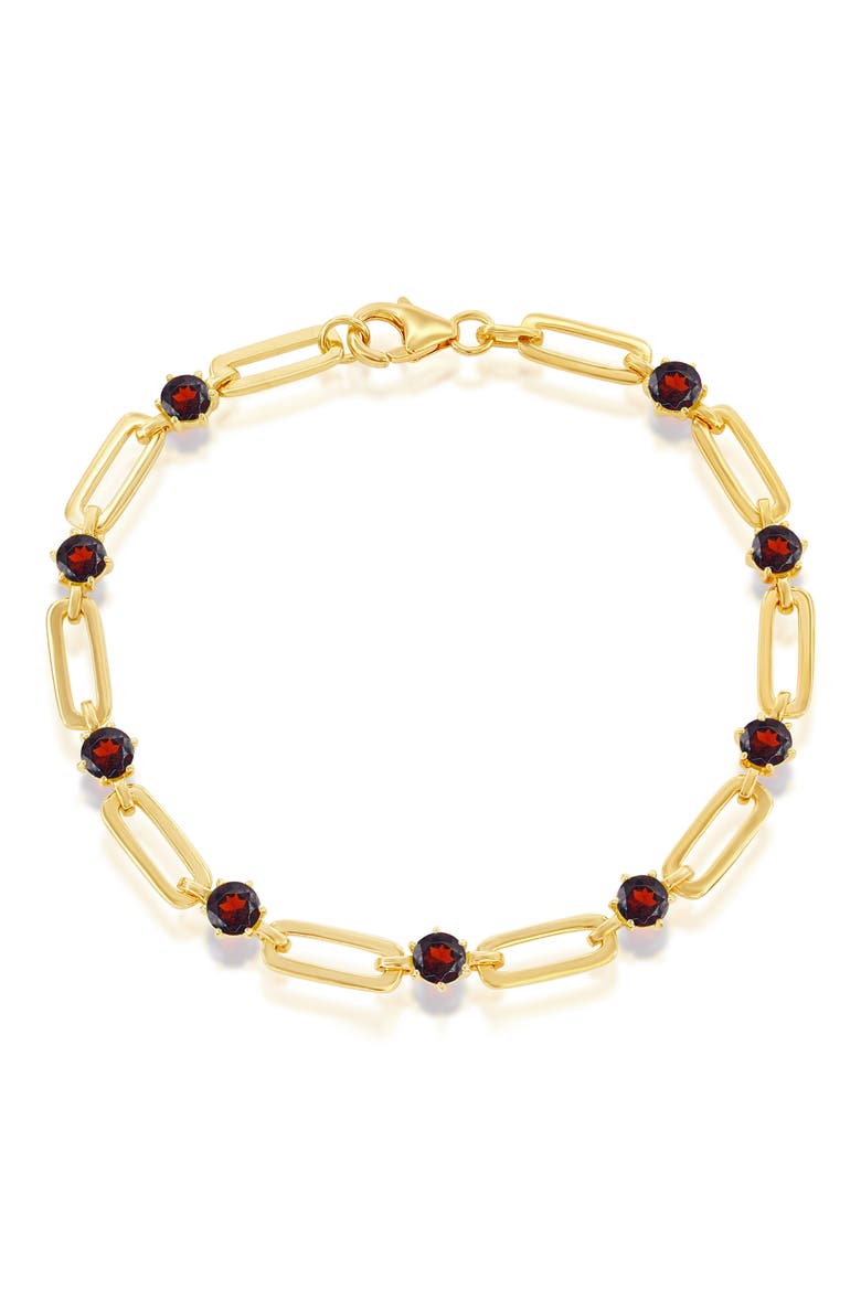 Paperclip Link & Garnet Bracelet, Main, color, GARNET
