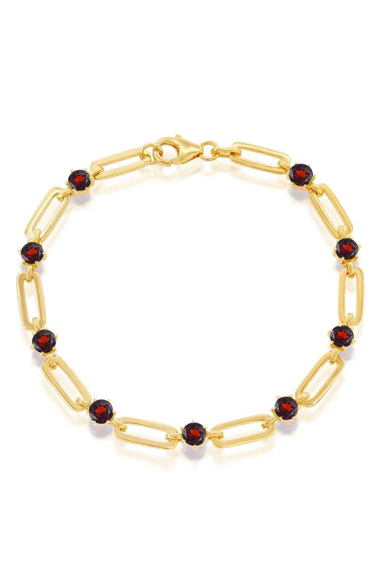 SIMONA Paperclip Link & Garnet Bracelet, Main, color, Garnet