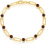 SIMONA Paperclip Link & Garnet Bracelet