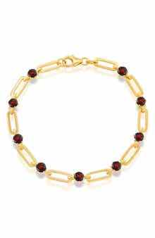 SIMONA Paperclip Link & Garnet Bracelet