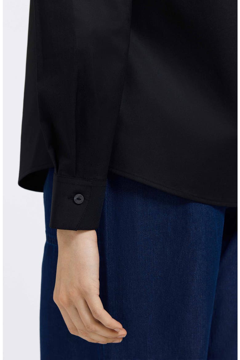 Marlee Leopard Trim Cotton Blend Button-Up Shirt, Alternate, color, BLACK
