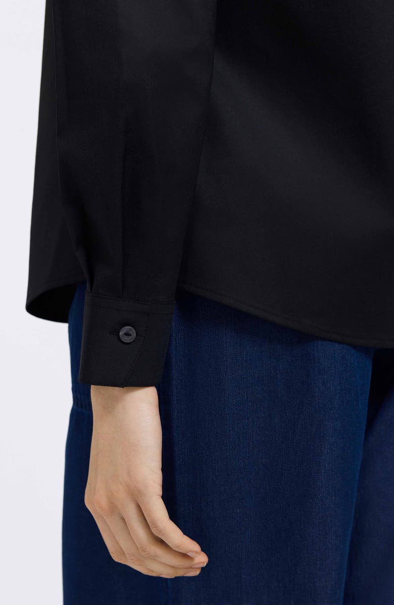 Foxcroft Marlee Leopard Trim Cotton Blend Button-Up Shirt, Alternate, color, Black