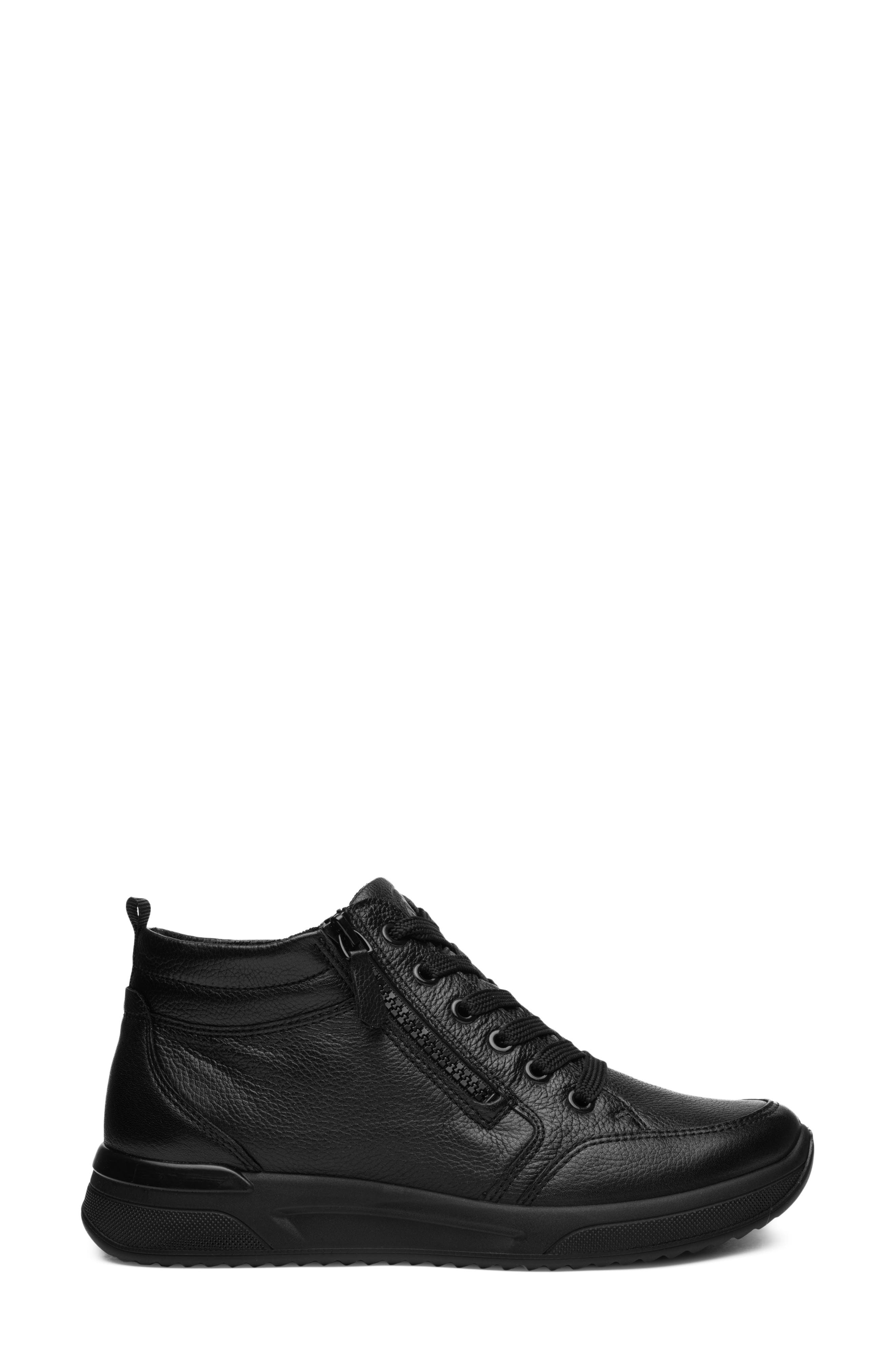 Val Leather Sneaker, Alternate, color, BLACK