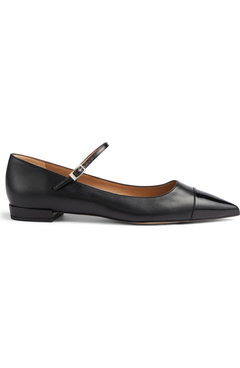 LK Bennett Monty Pointed Cap Toe Mary Jane Flat, Alternate, color, Bla-Black