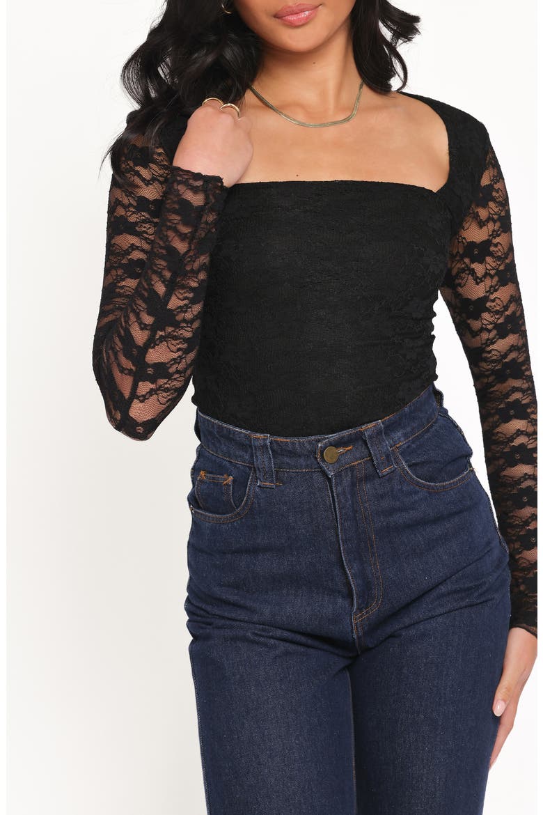 Skyler Lace Long Sleeve Shirt, Alternate, color, BLACK