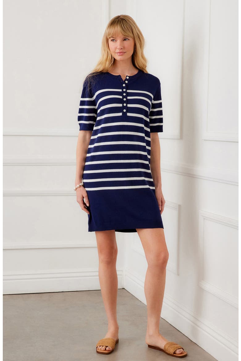 Henley Knit Dress, Alternate, color, NAVY