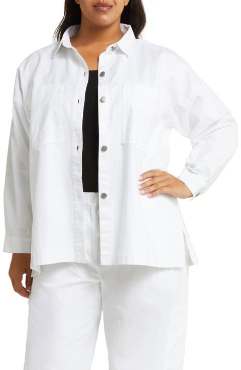 Boxy Stretch Organic Cotton & Hemp Shirt Jacket