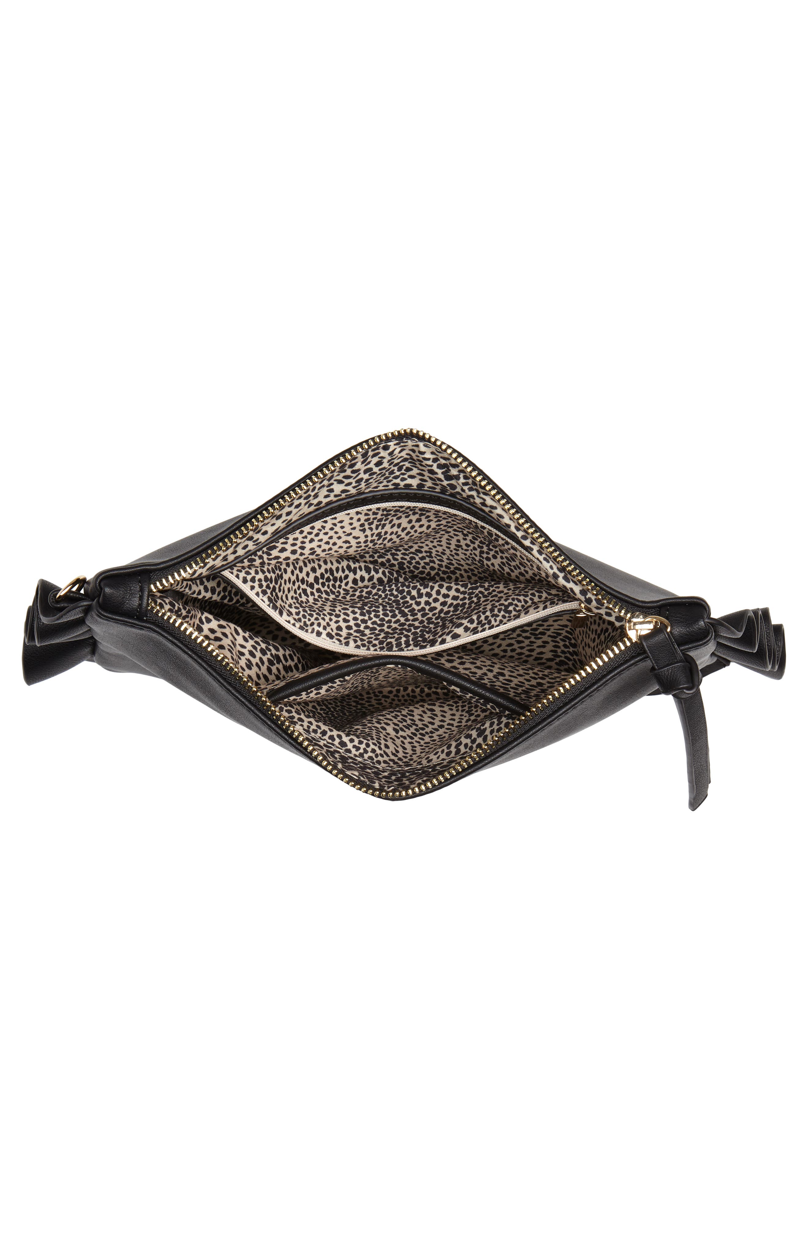 Adelina Faux Leather Ruffle Clutch, Alternate, color, BLACK