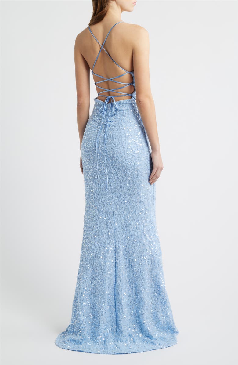 Emerald Sundae Sequin Lace-Up Back Mermaid Gown, Alternate, color, Perry