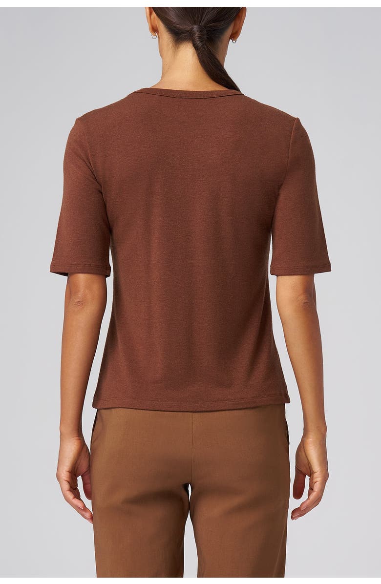 Franne Golde Structured Knit Elbow Sleeve Tee, Alternate, color, Chestnut