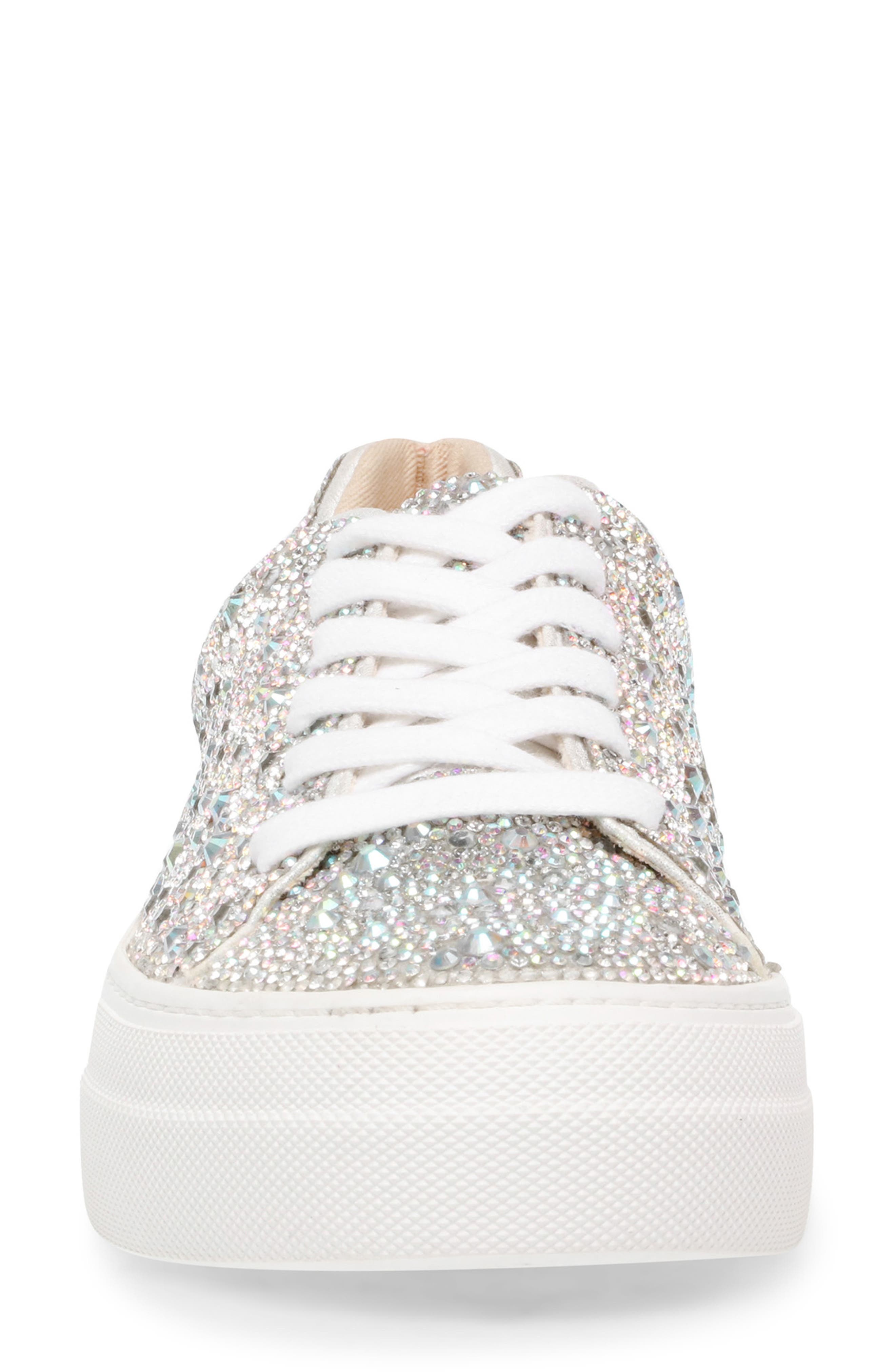 Sidny Crystal Pavé Platform Sneaker, Alternate, color, RHINESTONE