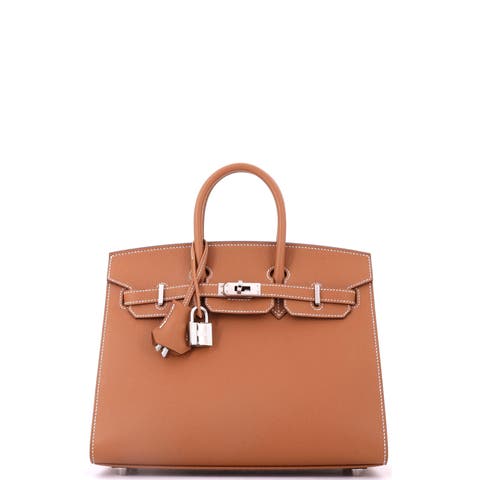 Birkin Sellier Bag Brown Epsom with Palladium Hardware 25