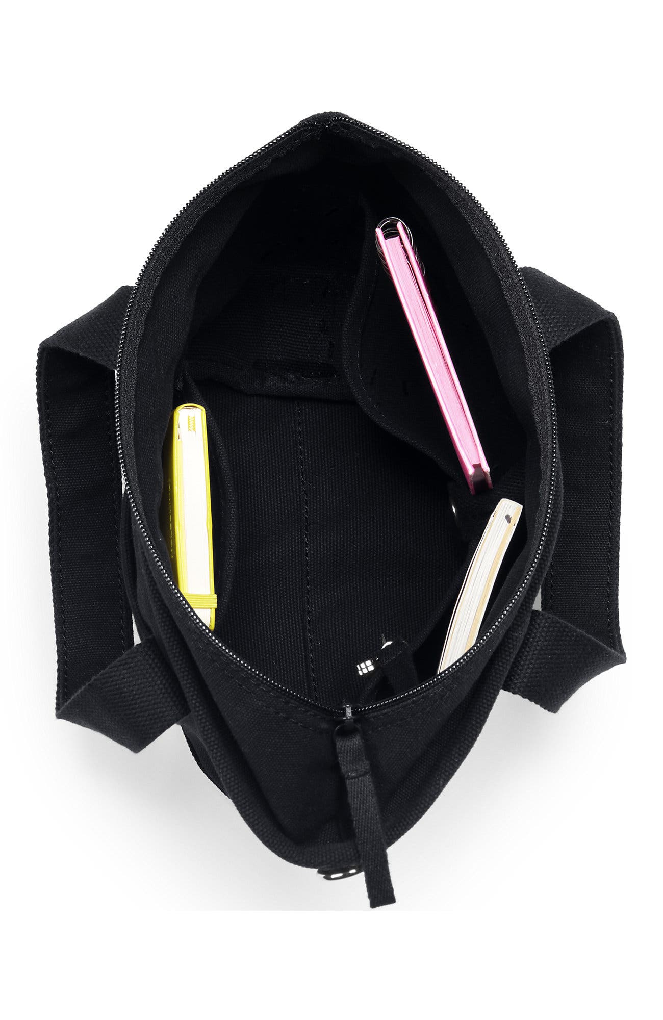 Lands' End Zip Top Canvas Tote Bag, Alternate, color, Black