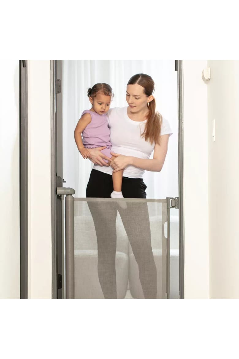 Easy-to-Install Gray Retractable Mesh Baby Gate, Alternate, color, Gray