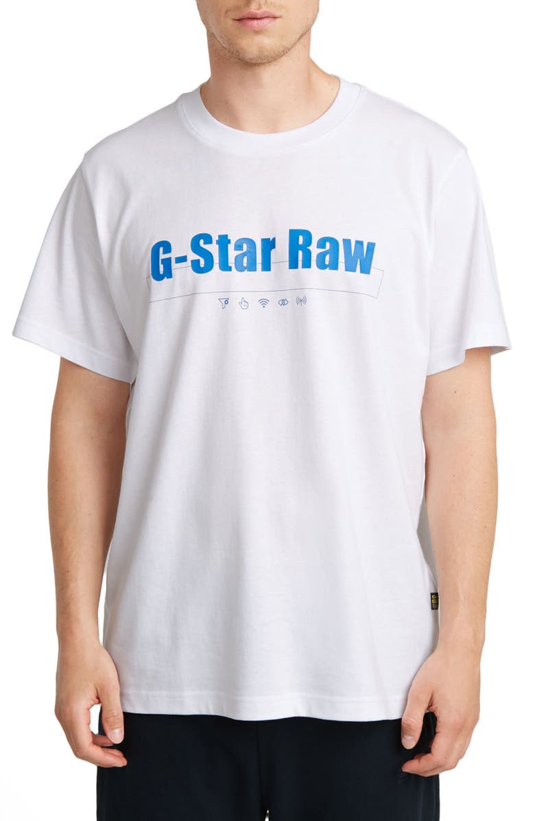 G-STAR Symbols Print Loose Organic Cotton Graphic T-Shirt, Main, color, White
