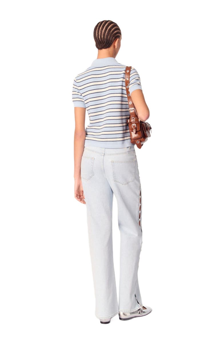 maje Striped knit polo short sleeve shirt, Alternate, color, 