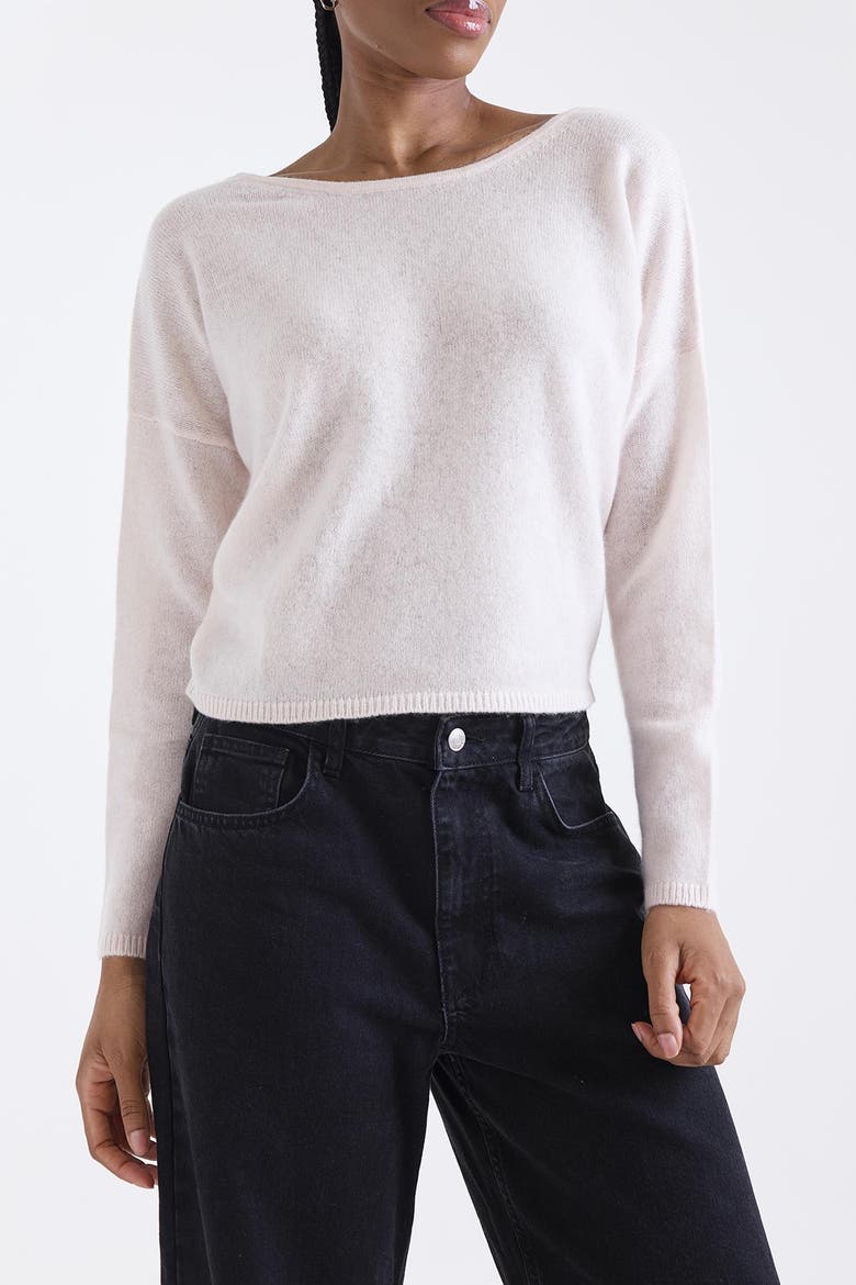 Leyla Low Back 100% Cashmere Sweater, Alternate, color, KISSED PINK