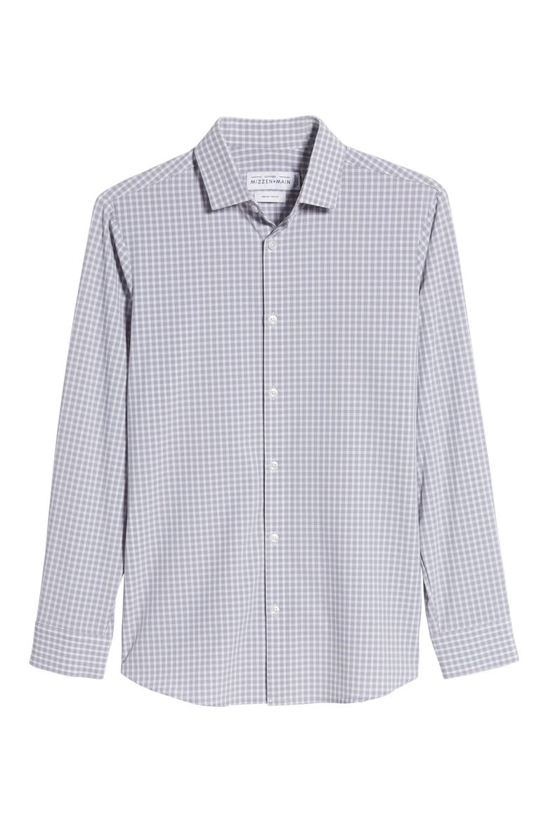 Ryder Glen Trim Fit Plaid Button-Up Performance Sport Shirt, Alternate, color, GREY