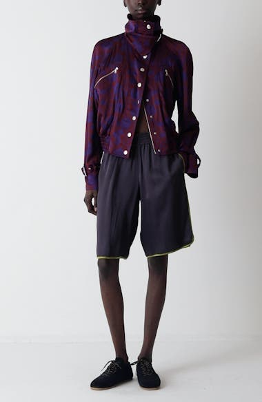 Dries Van Noten Priya Contrast Trim Satin Shorts | Nordstrom