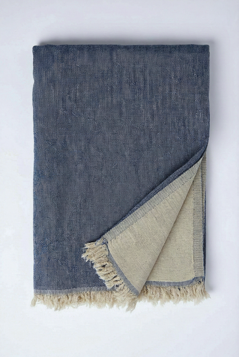 Reversible Linen Fringe Throw
