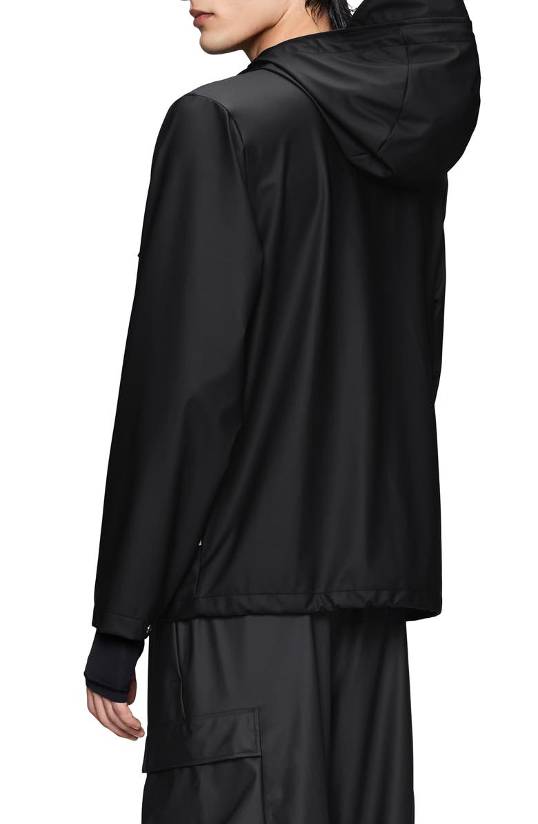 Rains Waterproof Cargo Hooded Rain Jacket, Alternate, color, Black