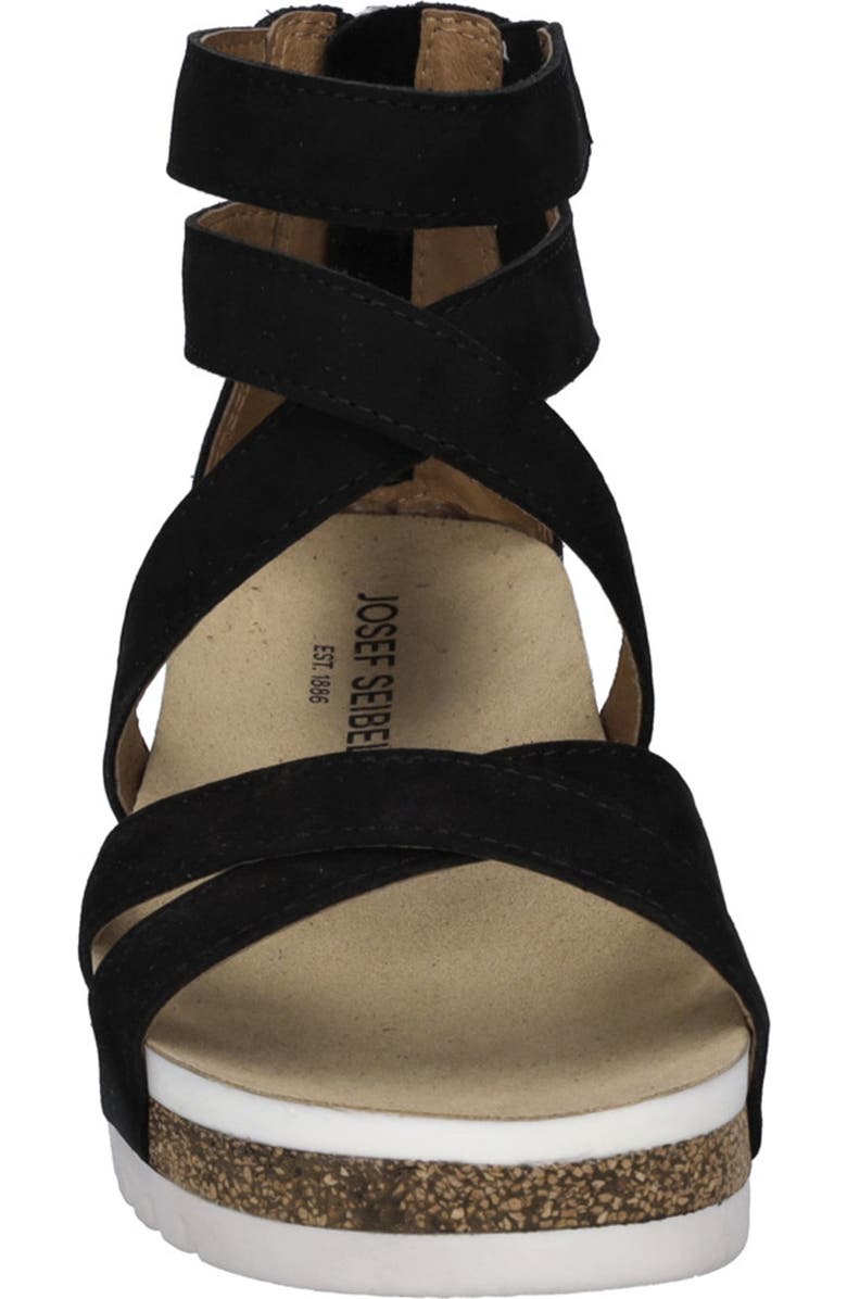 Josef Seibel Quinn 05 Ankle Strap Wedge Sandal, Alternate, color, Black