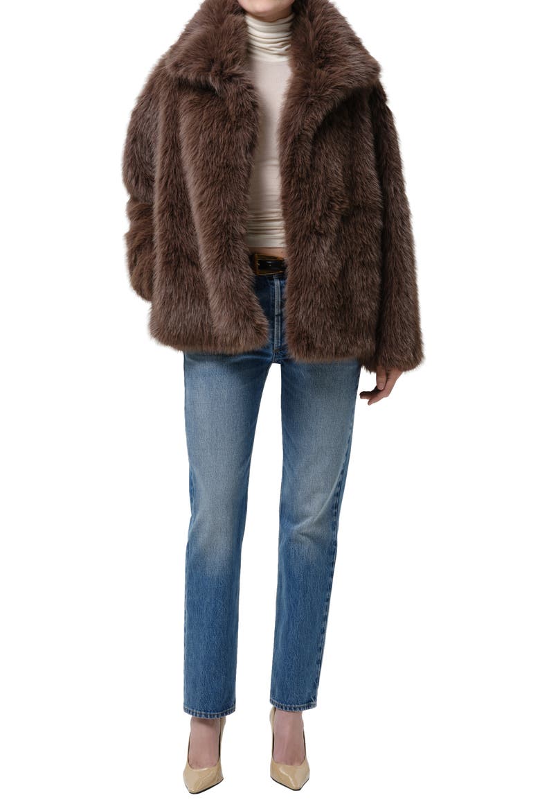 Liliana Faux Fur Funnel Neck Jacket, Alternate, color, VIOLET GREY MD GREY