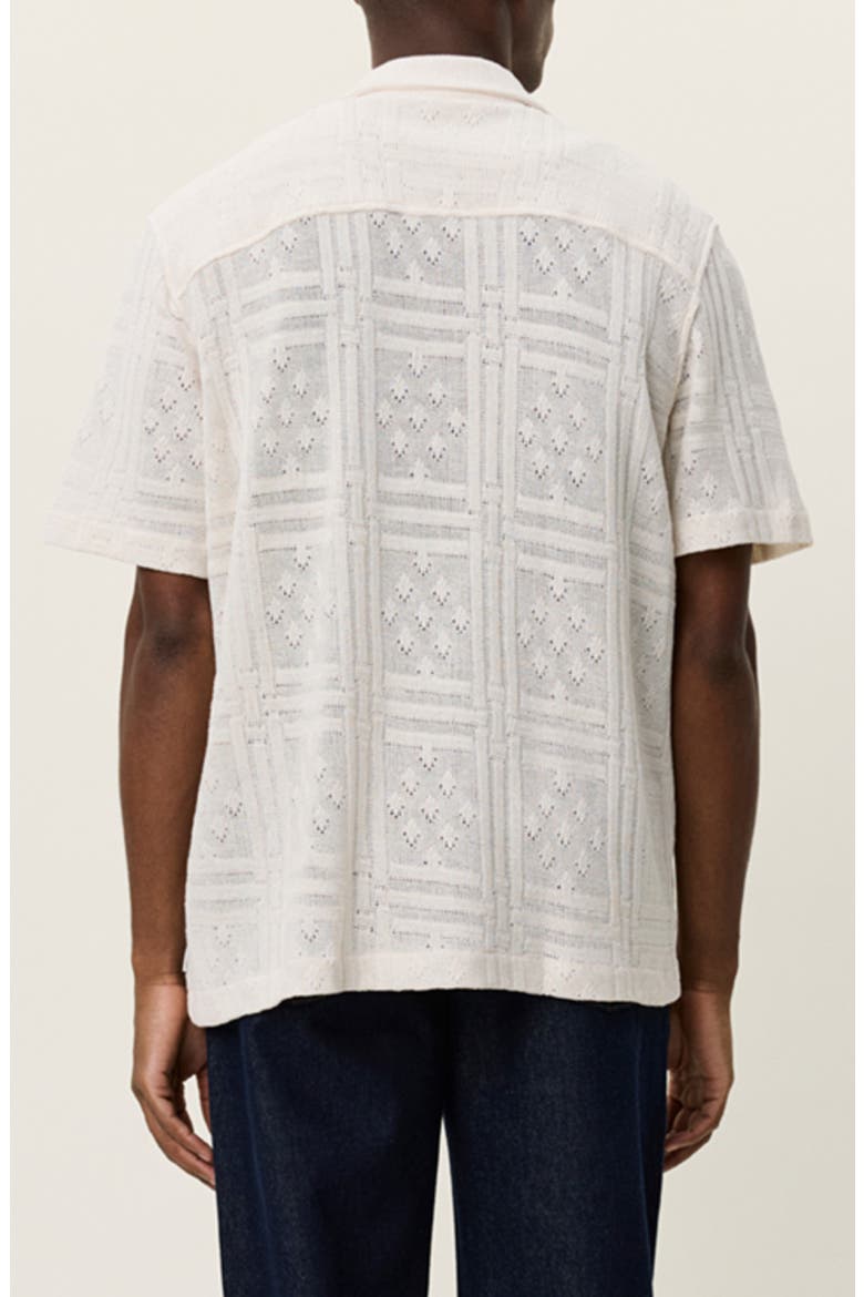 Hector Cotton Blend Pointelle Short Sleeve Shirt, Alternate, color, EGGNOG WHITE
