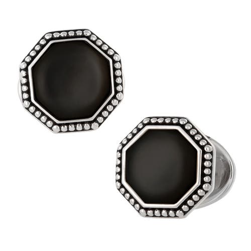 Jan Leslie Octagon Gemstone Antique Sterling Cufflinks In Black