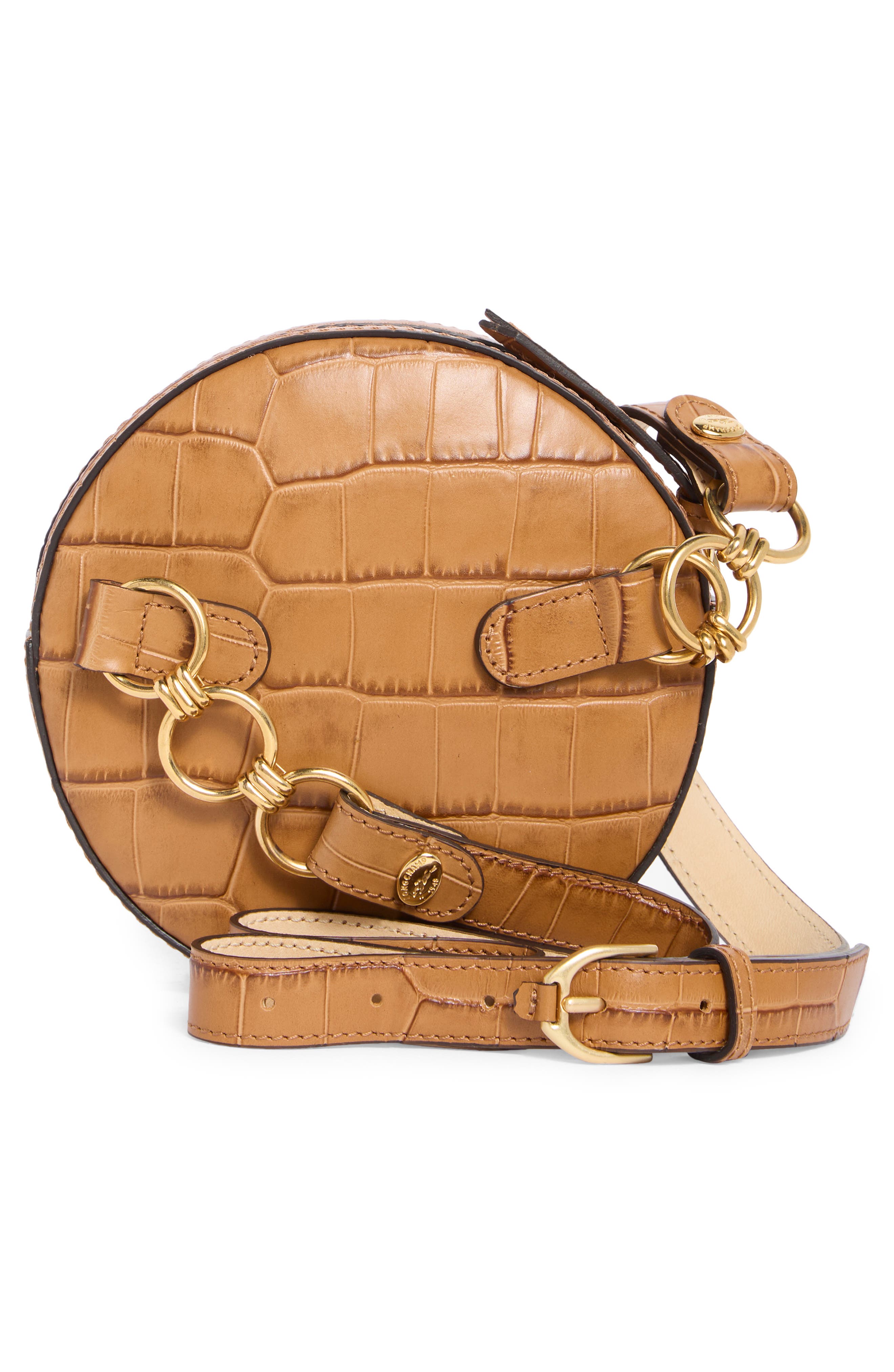 Longchamp Cavalcade Croc-Embossed Round Belt Bag, Alternate, color, Camel