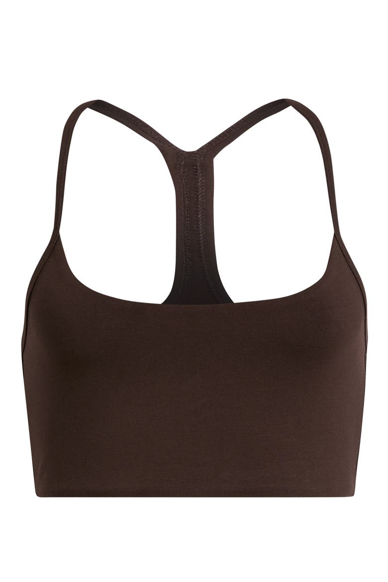 Stretch Cotton Racerback Bralette, Main, color, BROWN COFFEE