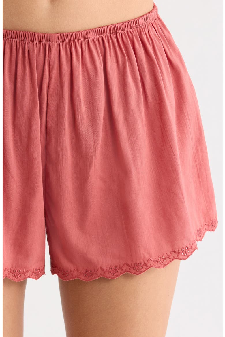 Hazel Short Cotton Blend Pajamas, Alternate, color, ROSEWOOD