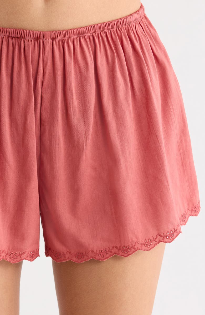 Reformation Hazel Short Cotton Blend Pajamas, Alternate, color, Rosewood