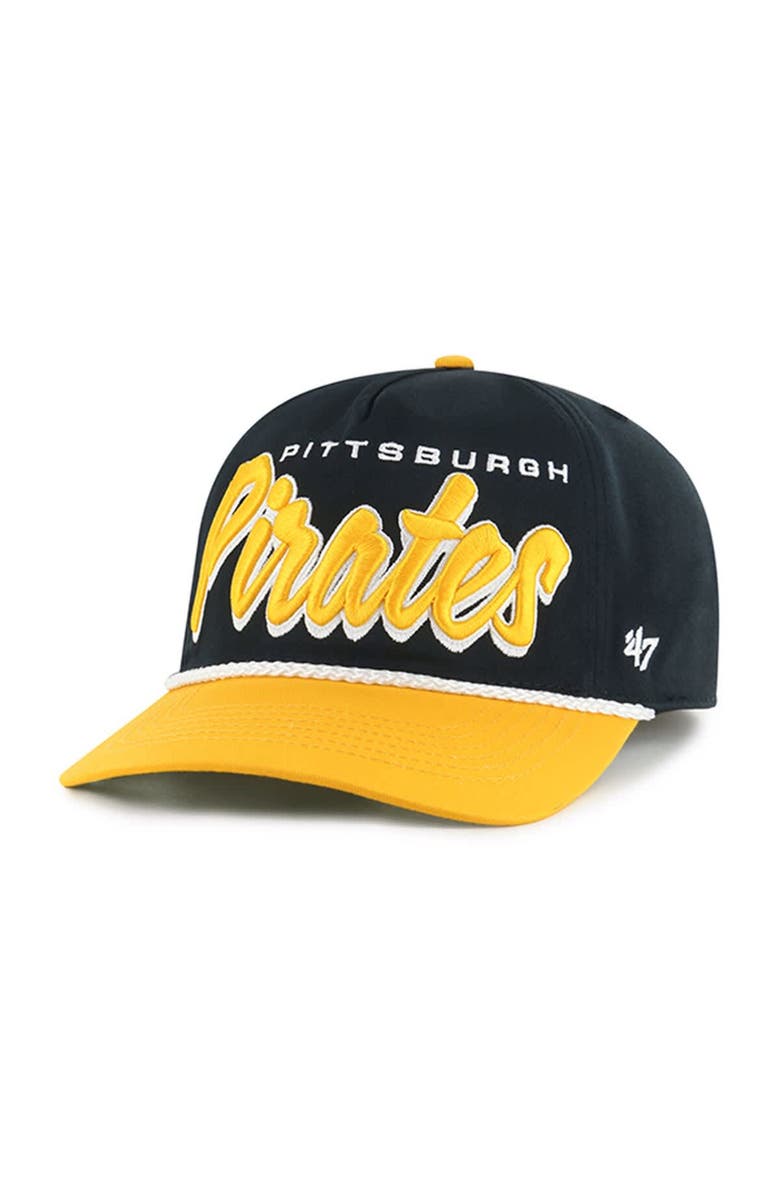 '47 Men's '47 Black Pittsburgh Pirates Dropshadow Rope Hitch Adjustable Hat, Alternate, color, Black