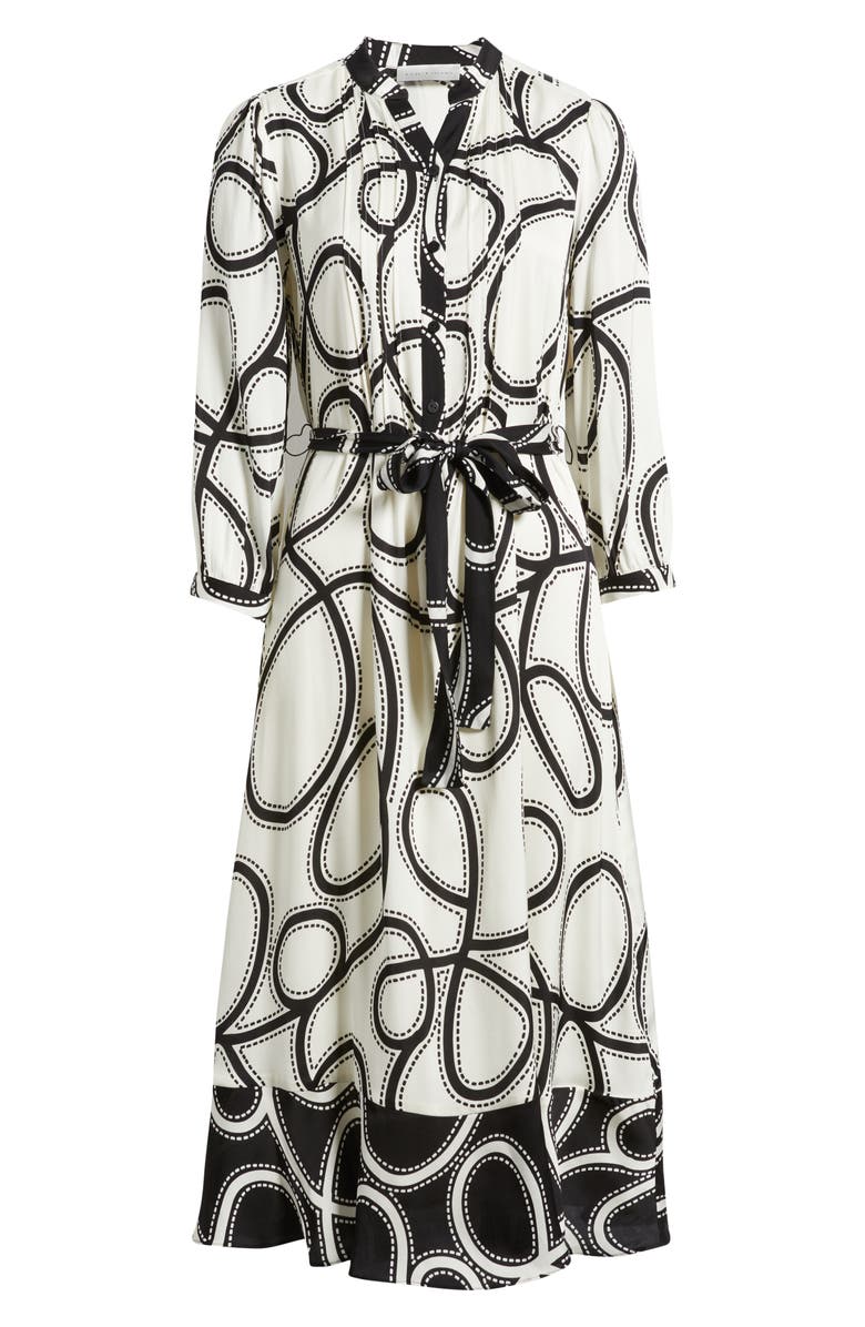Elie Tahari The Mila Dotted Scroll Print Long Sleeve Silk Blend Midi Shirtdress, Alternate, color, 