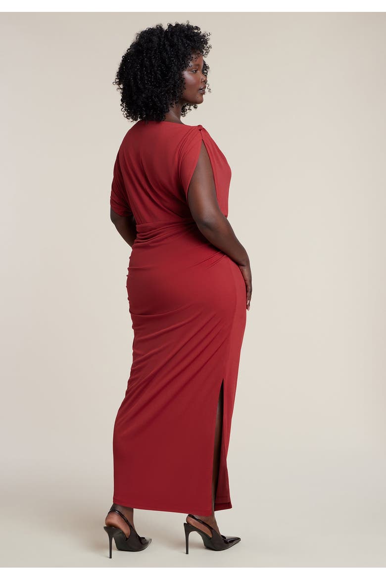 Shoulder Knot Knit Midi Dress, Alternate, color, SUN DRIED TOMATO
