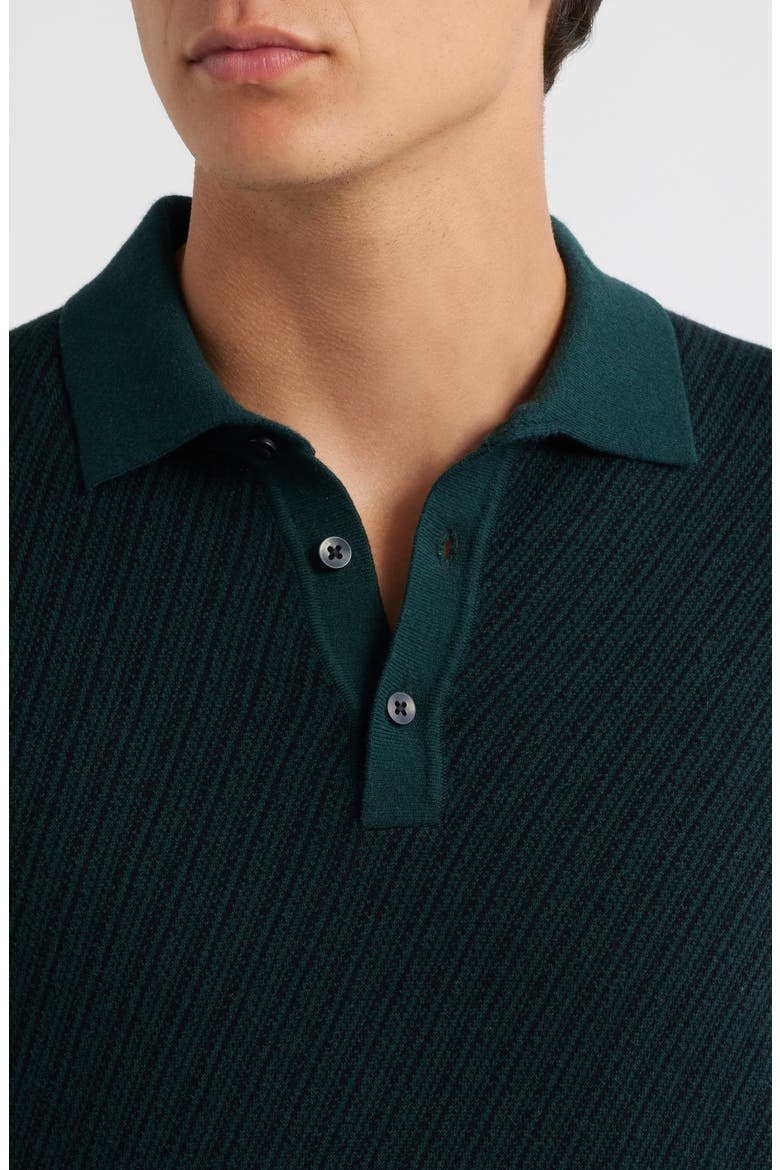 Borja Cotton & Cashmere Long Sleeve Polo, Alternate, color, DEEP GREEN