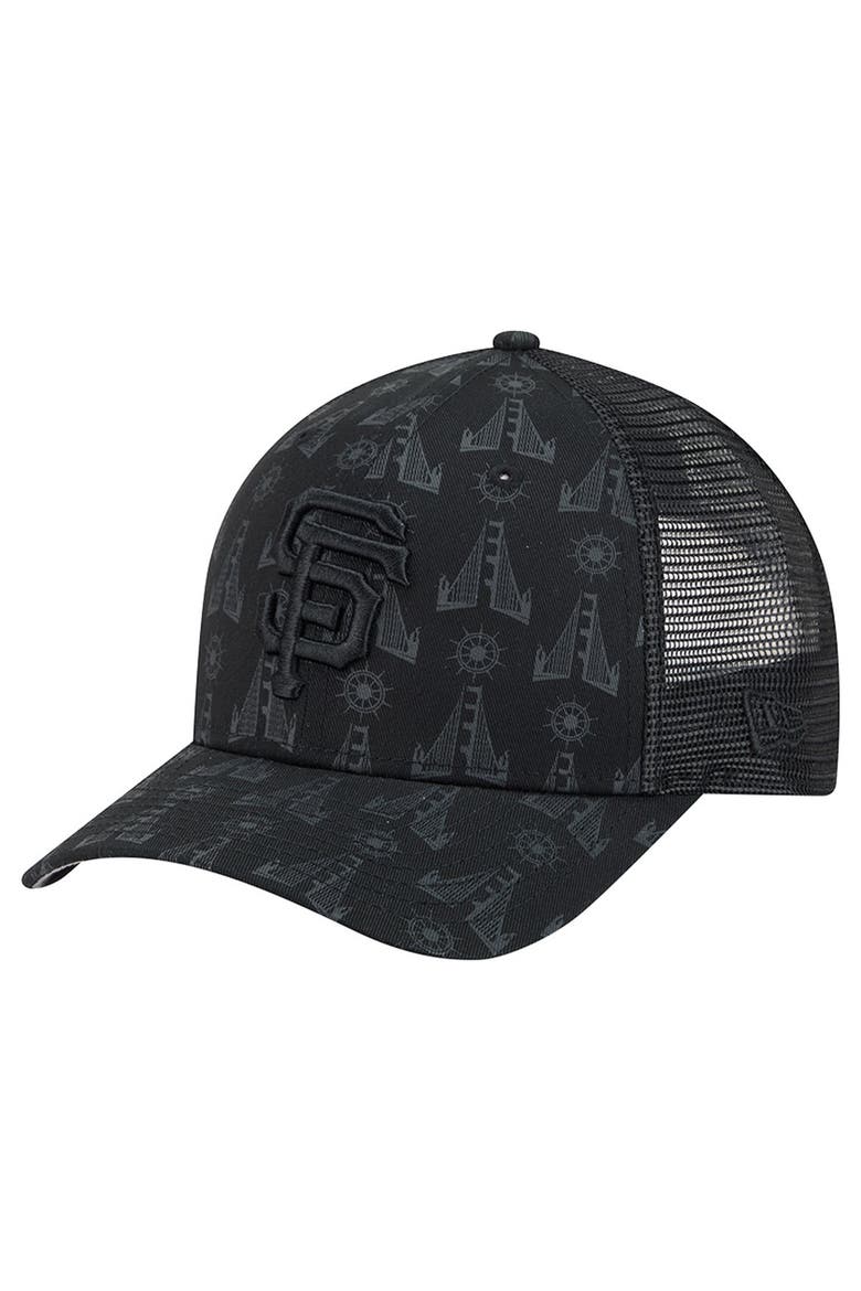 Men's New Era Black San Francisco Giants Tonal Icon 9FORTY Adjustable Trucker Hat, Main, color, Black
