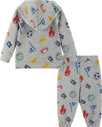 Varsity Quilted Hooded Pullover & Joggers Set