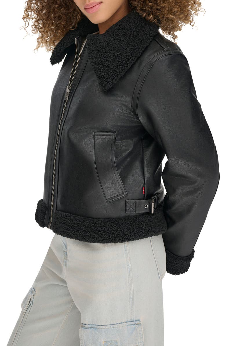 Levi's<sup>®</sup> Faux Leather Jacket with Faux Shearling Lining, Alternate, color, 