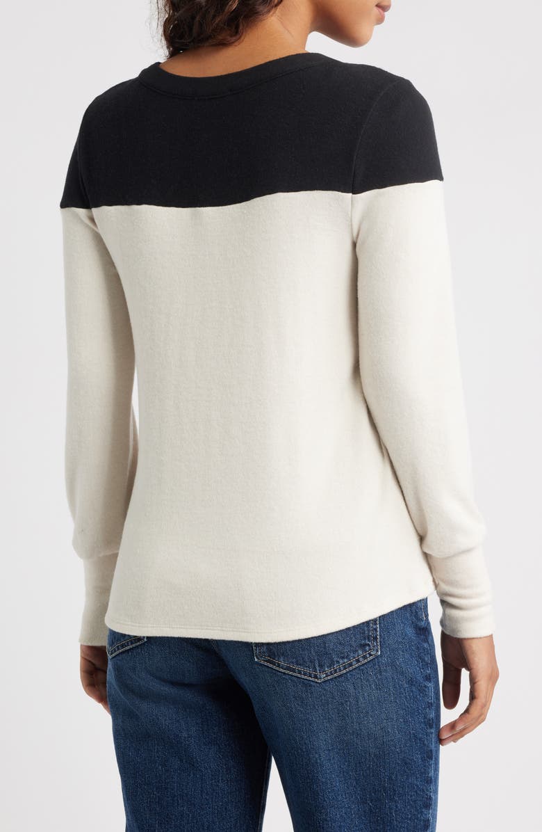 Loveappella Block Crewneck Top, Alternate, color, Black/ Ivory