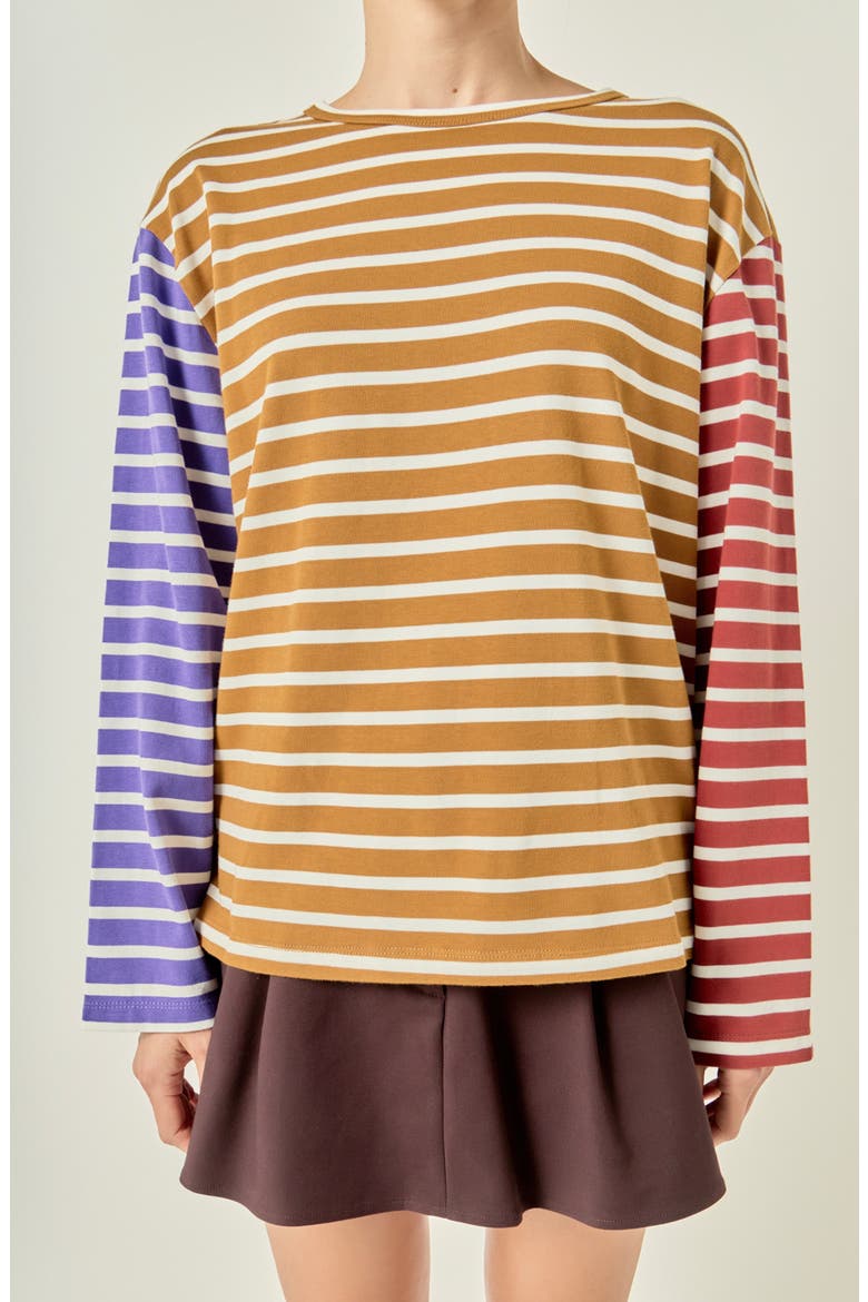 Stripe Colorblock Top, Alternate, color, COPPER MULTI