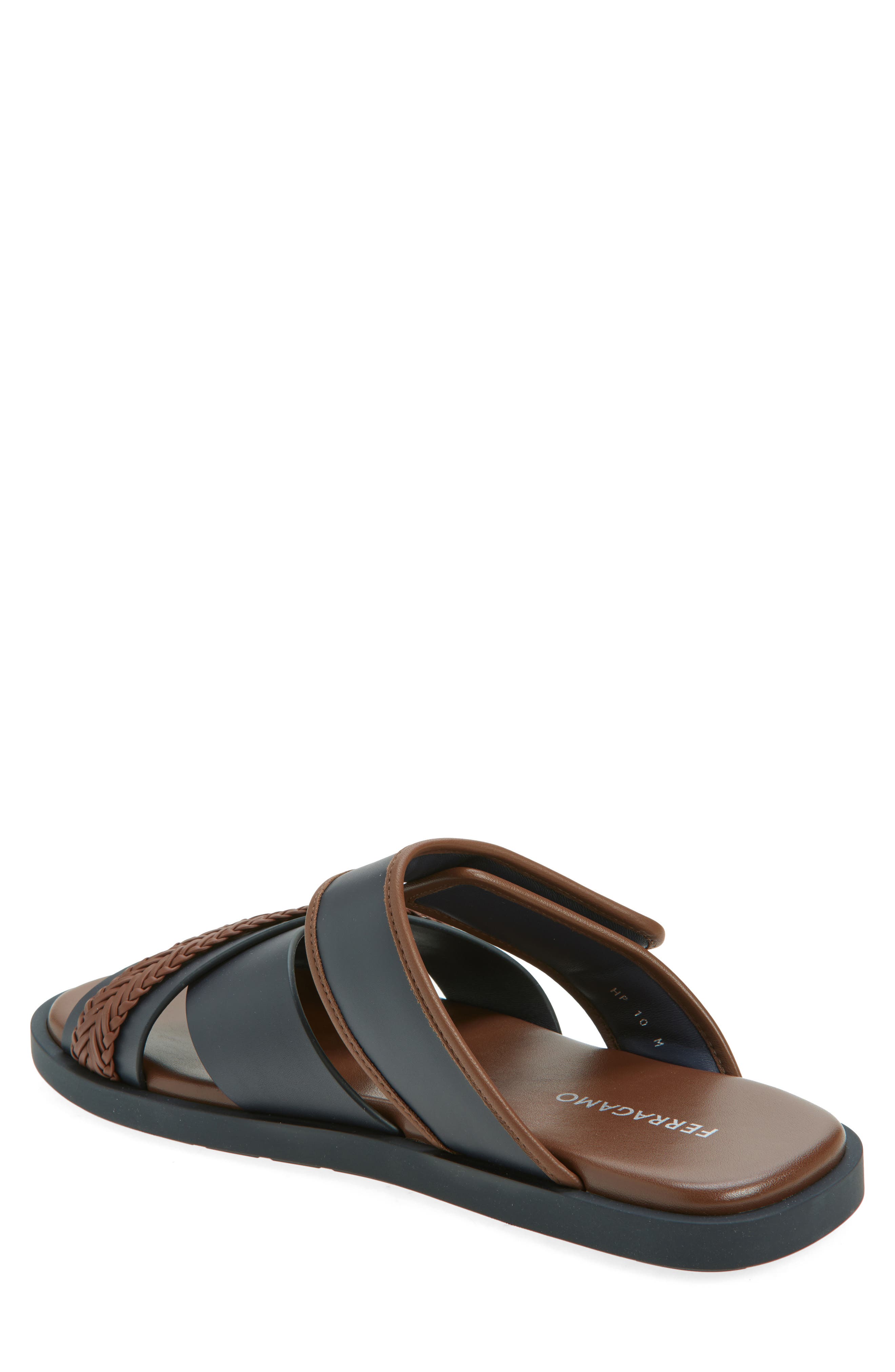 FERRAGAMO Bora Bora Slide Sandal, Alternate, color, Navy Midbrown
