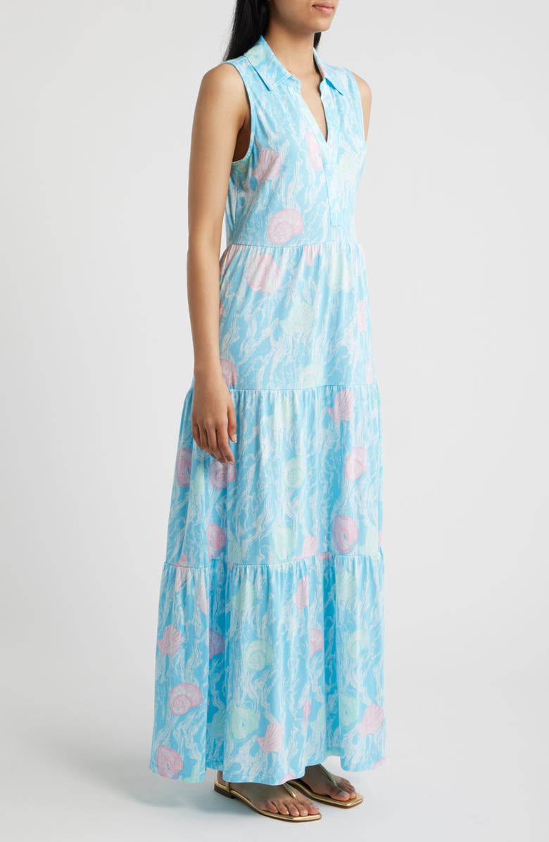 Lilly Pulitzer<sup>®</sup> Riegan Print Sleeveless Tiered Maxi Dress, Alternate, color, Capri Blue Shelden