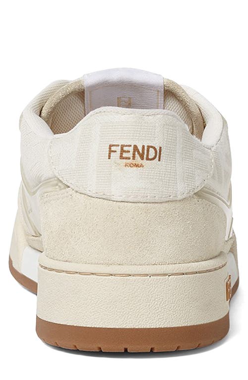 Fendi Match Ff Jacquard And Leather Sneakers In Neutral