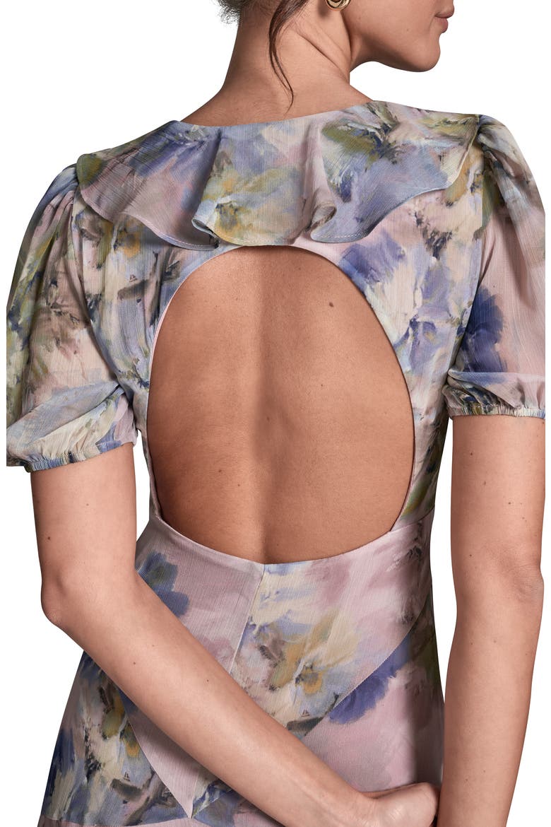 Floral Chiffon Cutout Back Dress, Alternate, color, LILAC/ SAPPHIRE